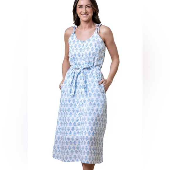 Hope & Henry Dresses & Skirts - Blue and White Midi Dress‎
